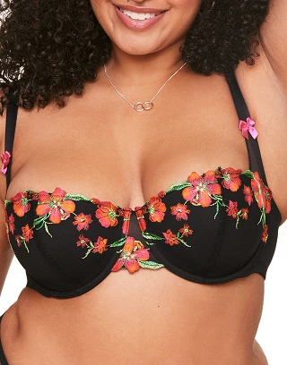 Daphne C01 Fuchsia/Orange Daphne Push Up Bra Model 1