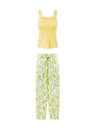 White Novelty Print Delenia PJ Set Still 2