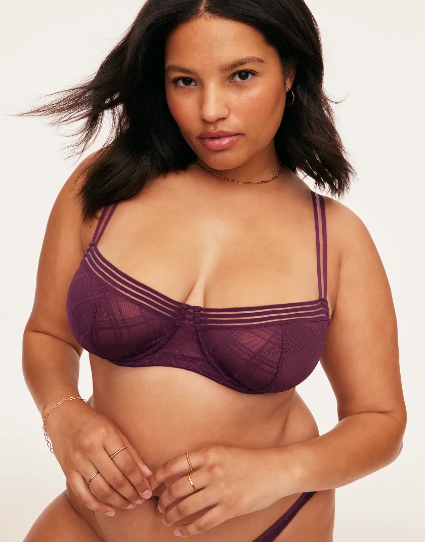 Stacie Dark Purple 2 Unlined bra bundle Model 1