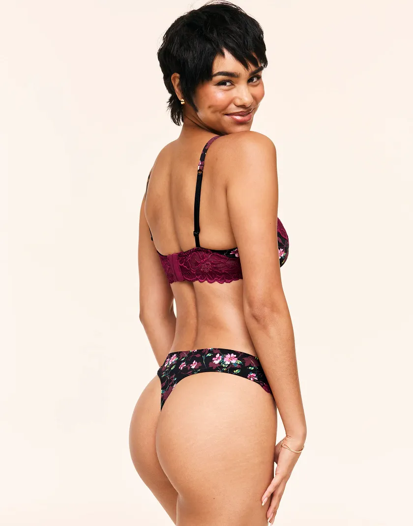 Aleena Thong Floral Black panty bundle Model 3