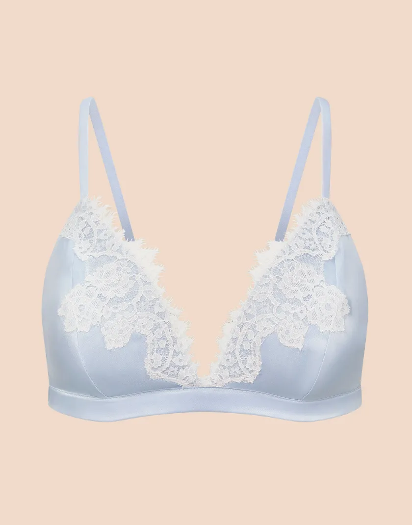 Vegan Silk Bralette Medium Blue Unlined bra bundle Still 2
