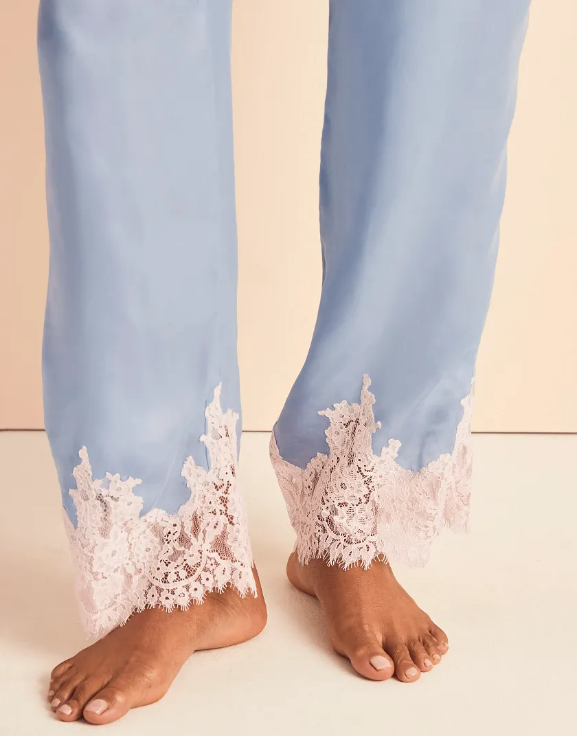Vegan Silk Pant Medium Blue sleepwear bundle Model 3