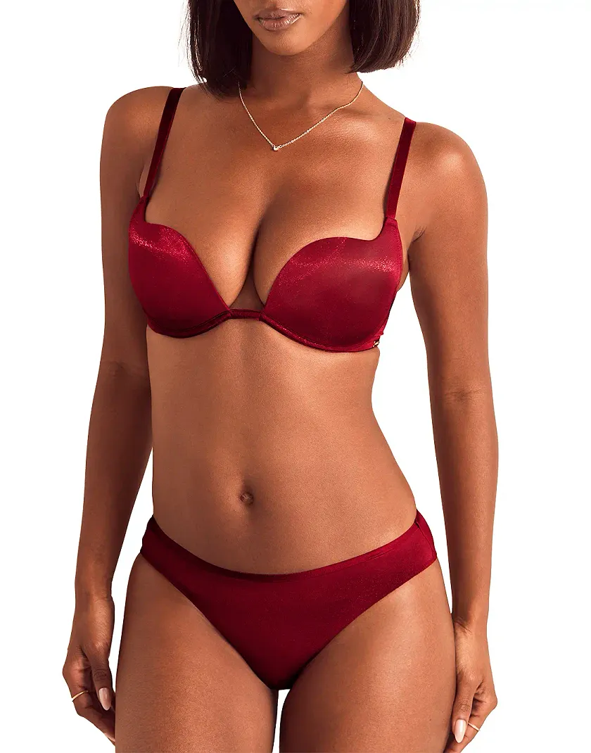 Gianina B1 Dark Red 2 Push Up bra bundle Model 4