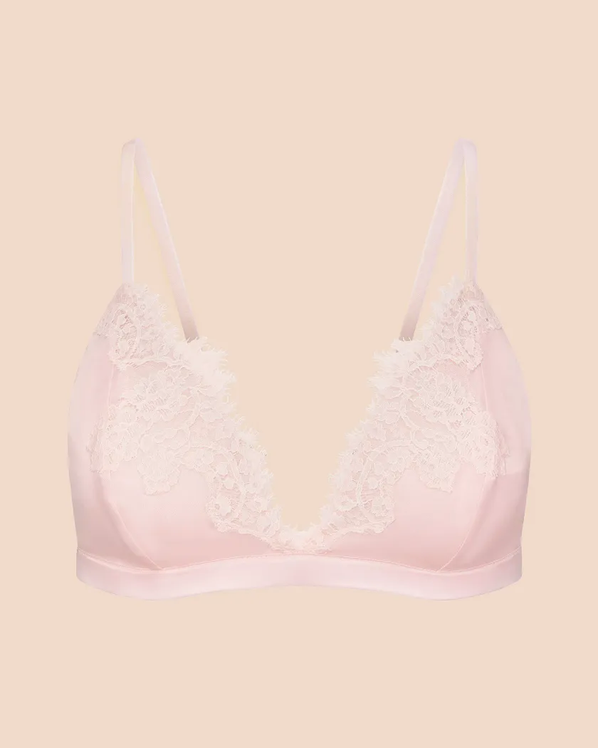 Vegan Silk Bralette Light Pink Unlined bra bundle Still 3