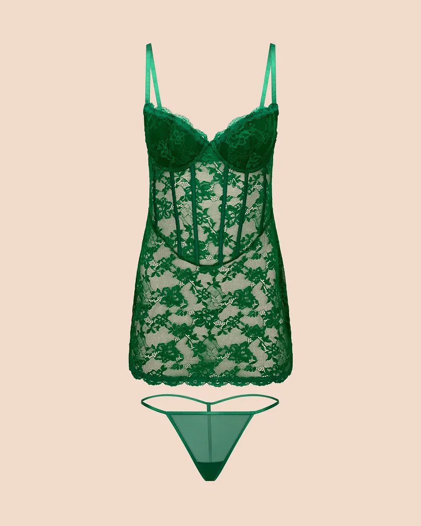 Brielle B1 Dark Green Contour lingerie bundle Still 3