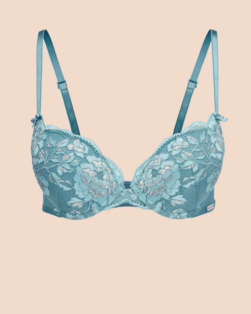 Jaya Floral Blue 2 Push Up bra bundle Still 3