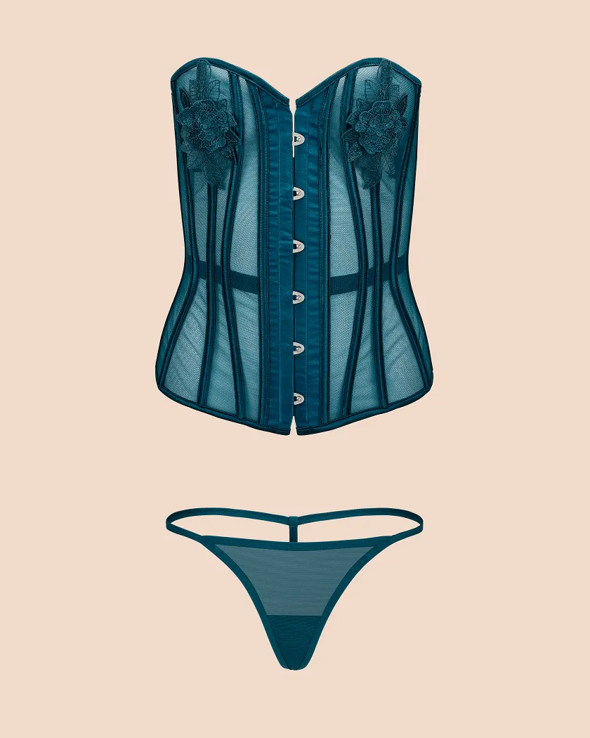 Charlotta Dark Blue Unlined corset bundle Still 3