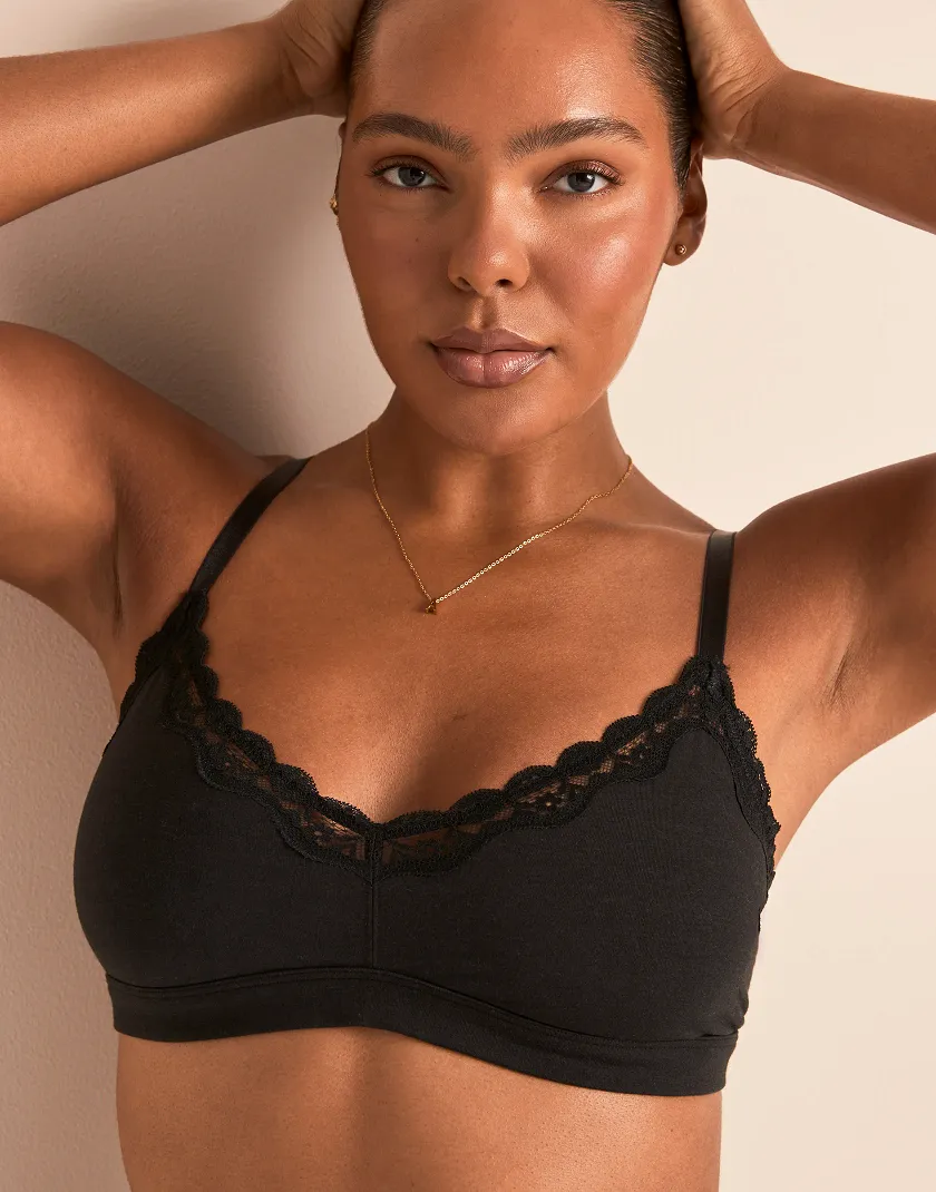 Jersey Triangle Black Unlined bra bundle Model 3