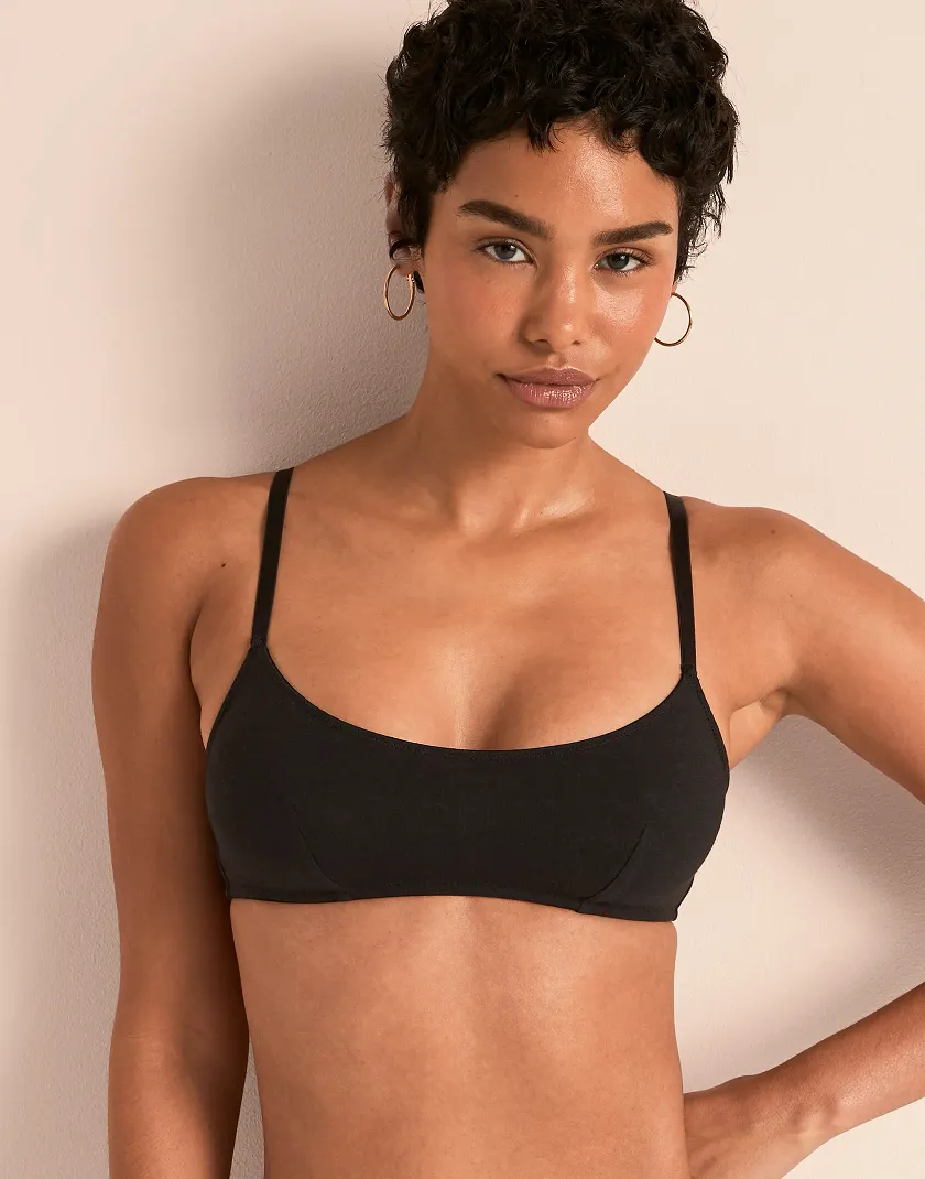 Jersey Wireless Scoop Black Unlined bra bundle Model 1