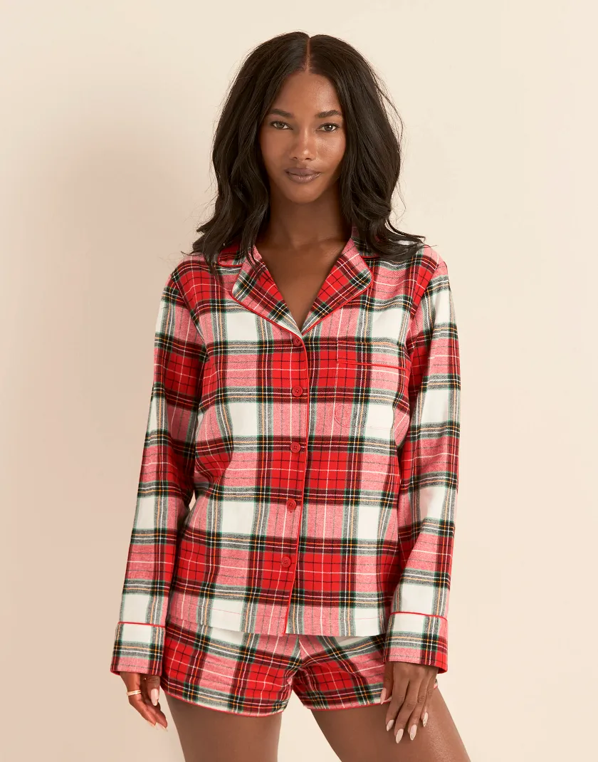 Cecelia Plaid Beige sleepwear bundle Model 1