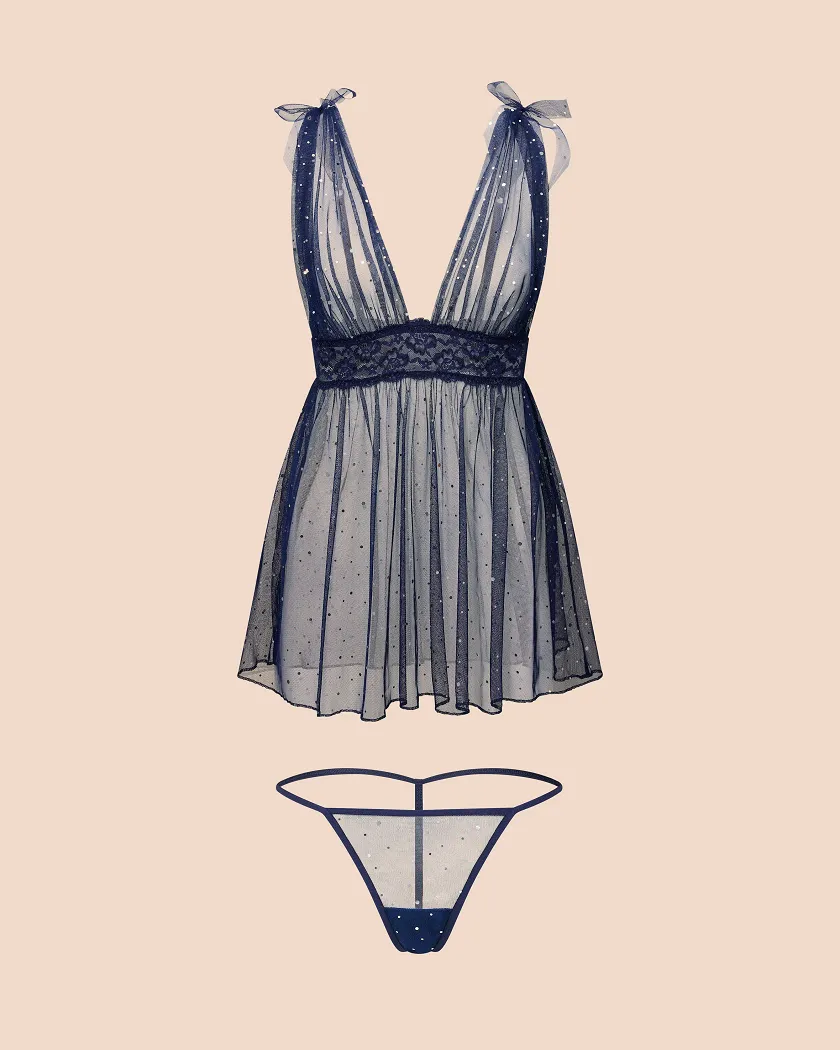 Novah Dark Blue Unlined lingerie bundle Still 3