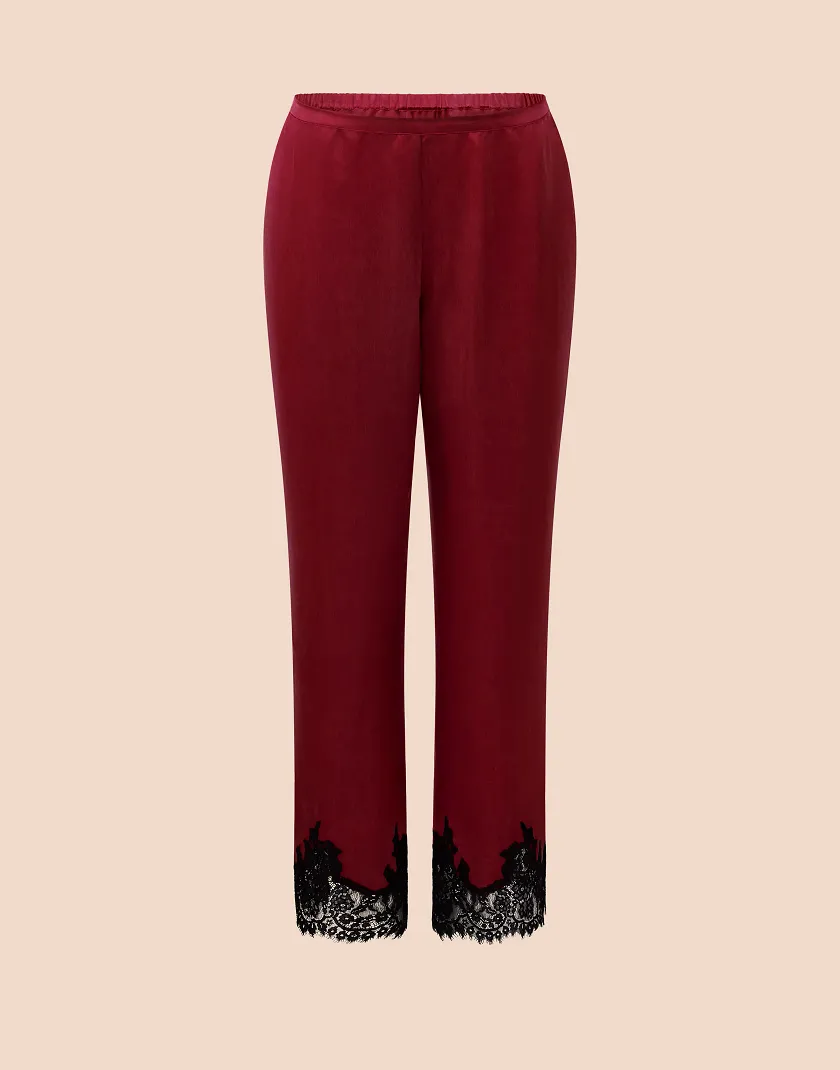 Vegan Silk Pant Dark Red sleepwear bundle Still 2