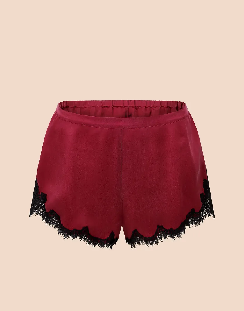 Vegan Silk Short Dark Red sleepwear bundle Still 2