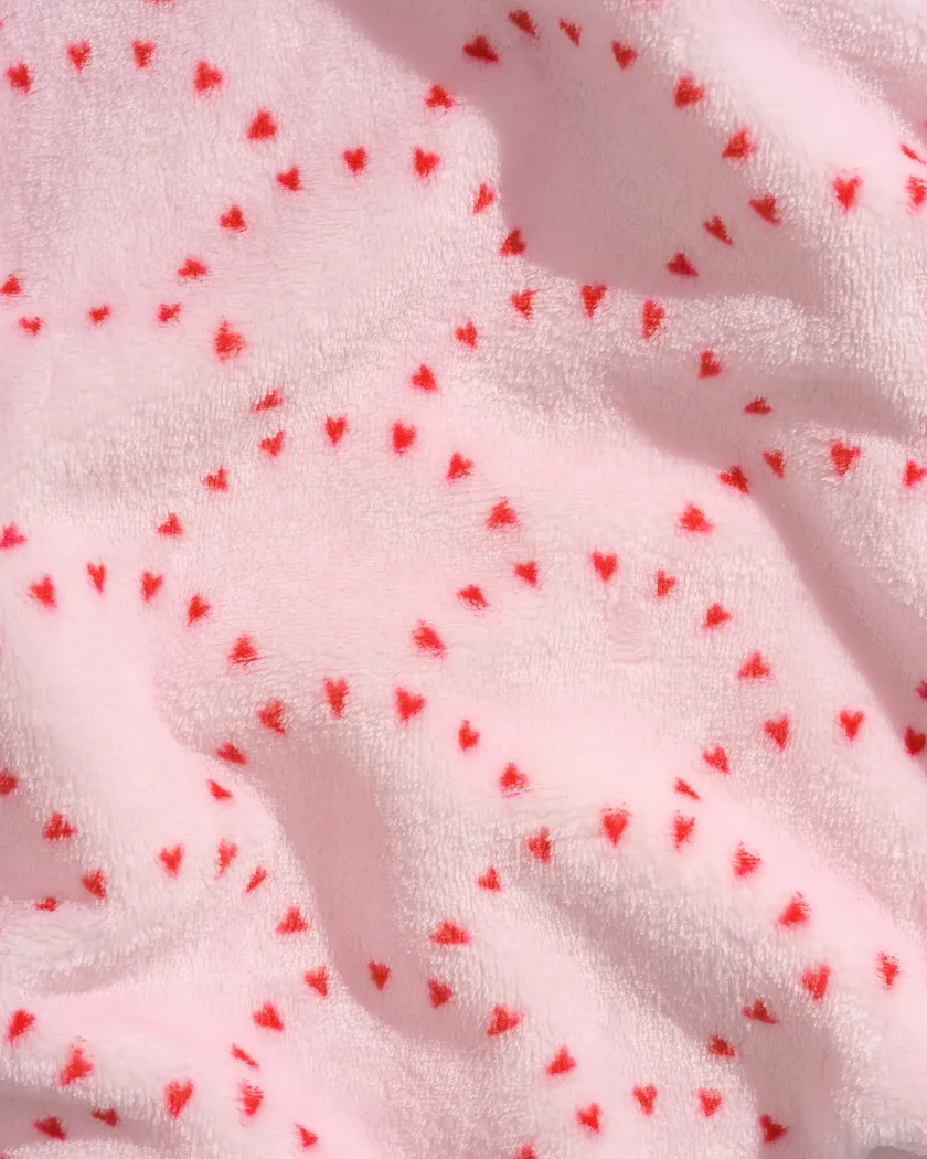 Pink Heart Print Dreamy Plush Classic Robe Model 3