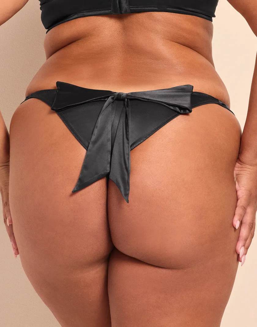 Jet Black Signature Bow Tanga Panty Model 2