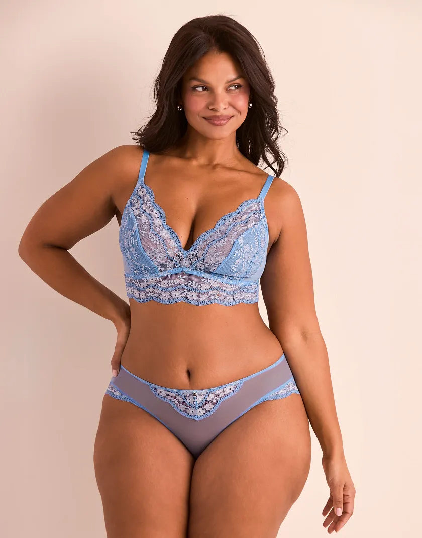 Suzanne Medium Blue 2 Unlined bra bundle Model 7
