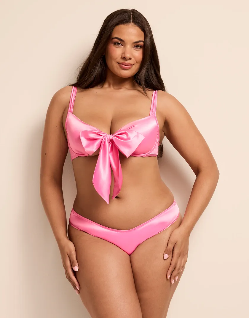 Sachet Pink Signature Bow Unlined Cupless Bra Model 12