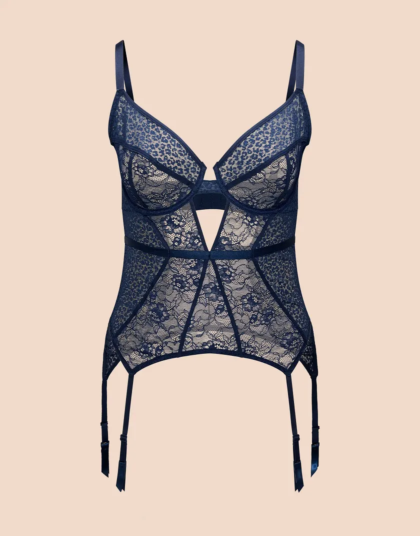 Lynn Dark Blue 2 Unlined corset bundle Still 3