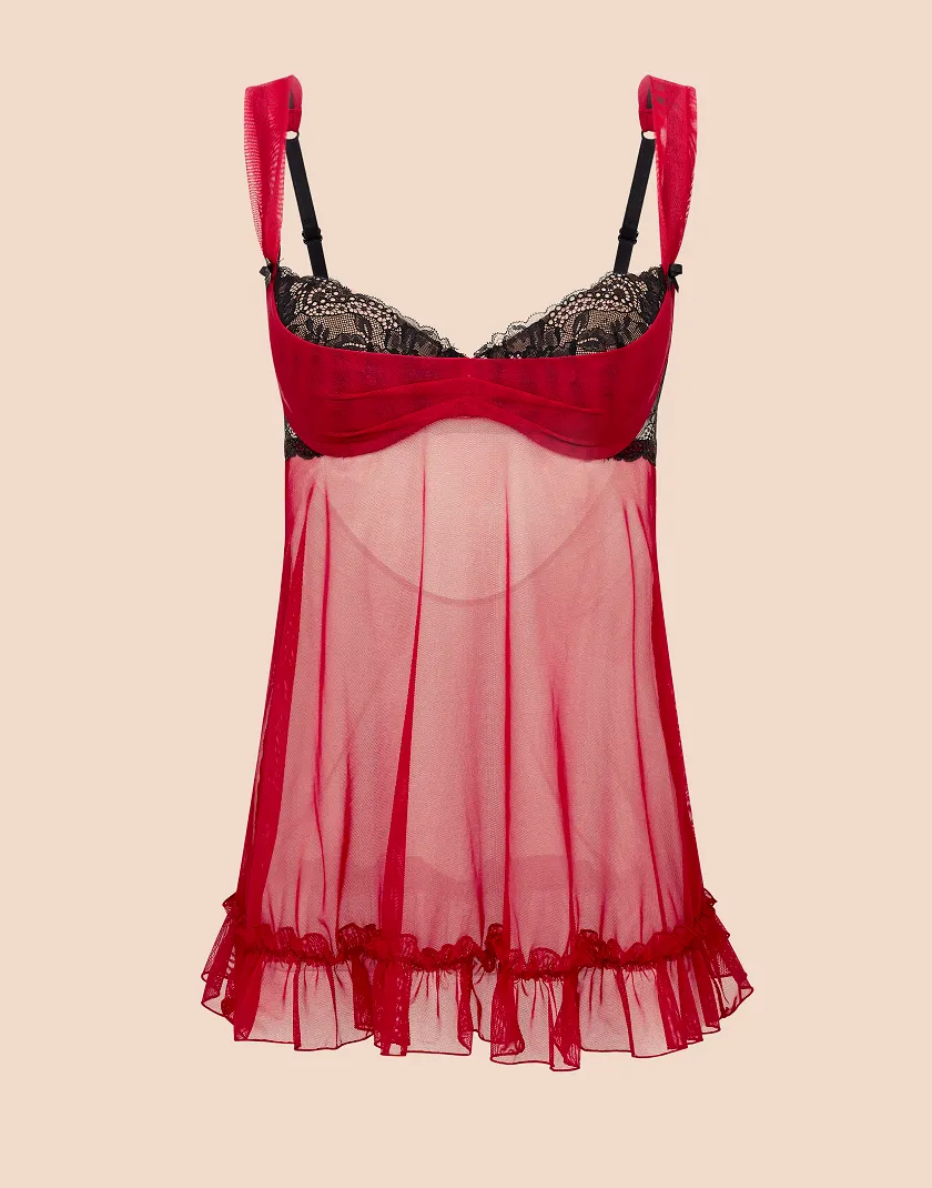 Celeste Dark Red 3 Lightly Lined lingerie and panty bundle Still 4