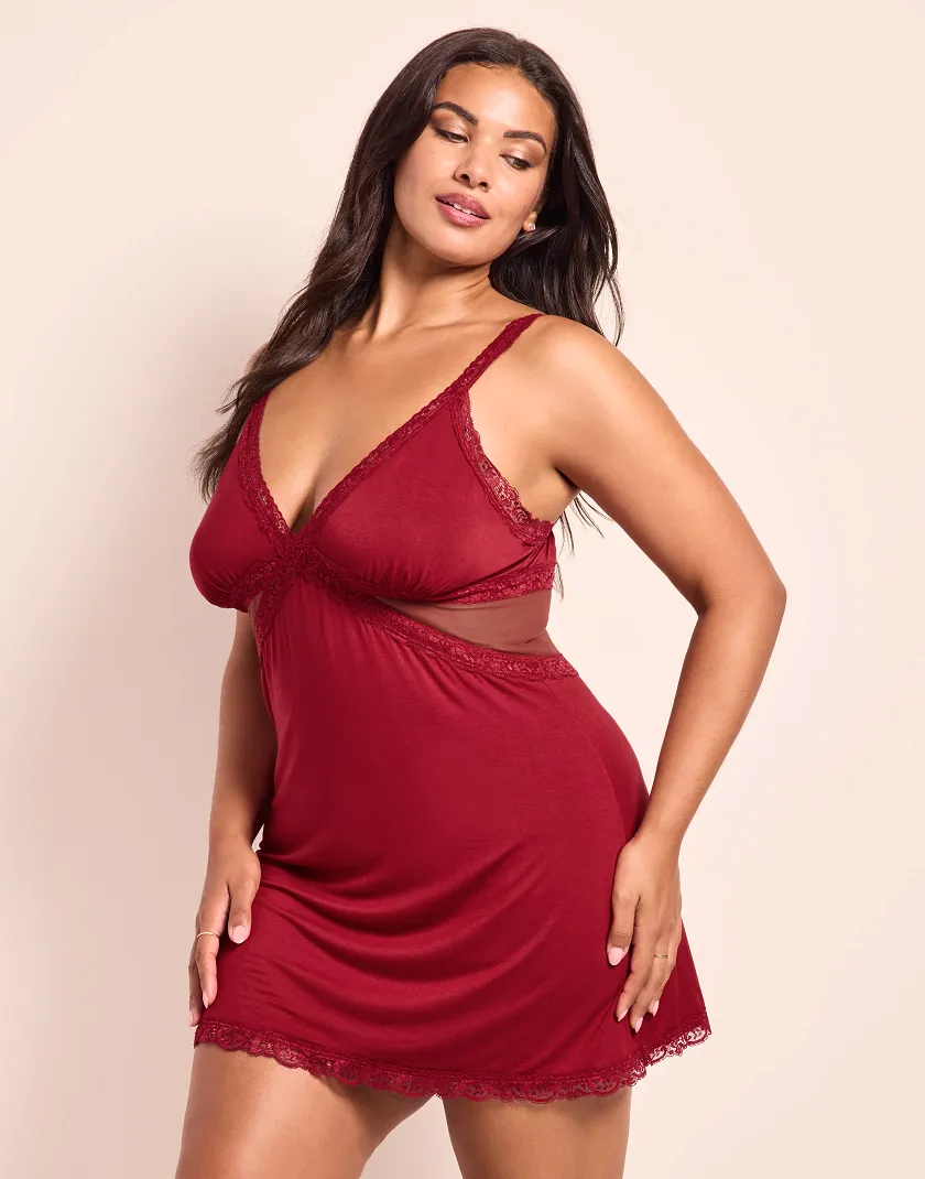 Primrose1 C1 Dark Red sleepwear bundle Model 2