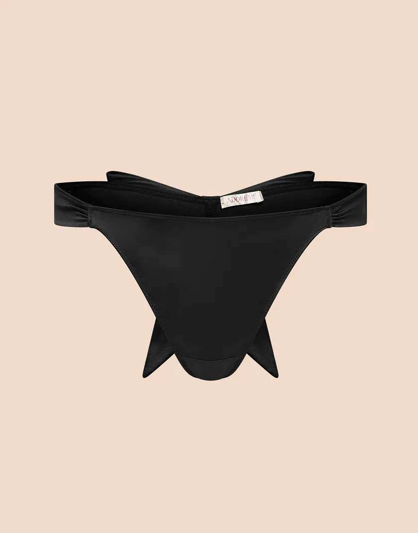 Jet Black Signature Bow Tanga Panty Still 3