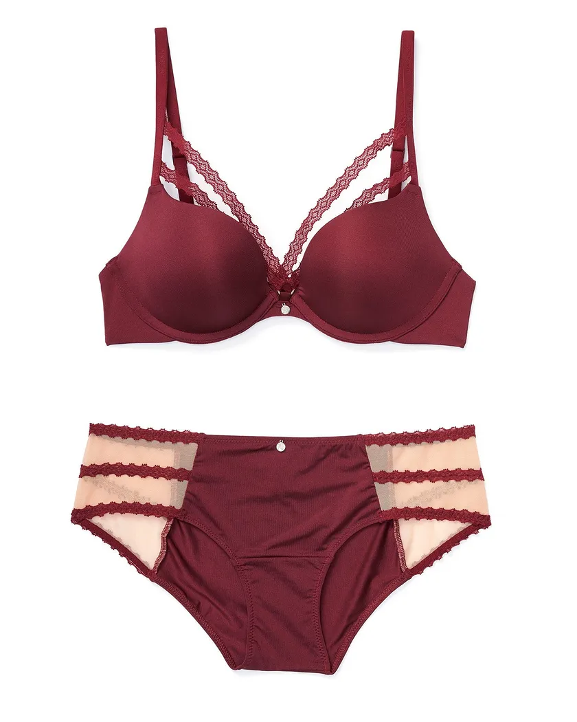Abi Dark Red 2 Push Up bra bundle Still 2