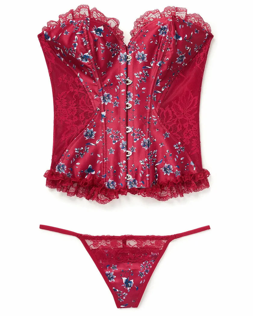 Auburn Floral Red Unlined corset bundle Still 3