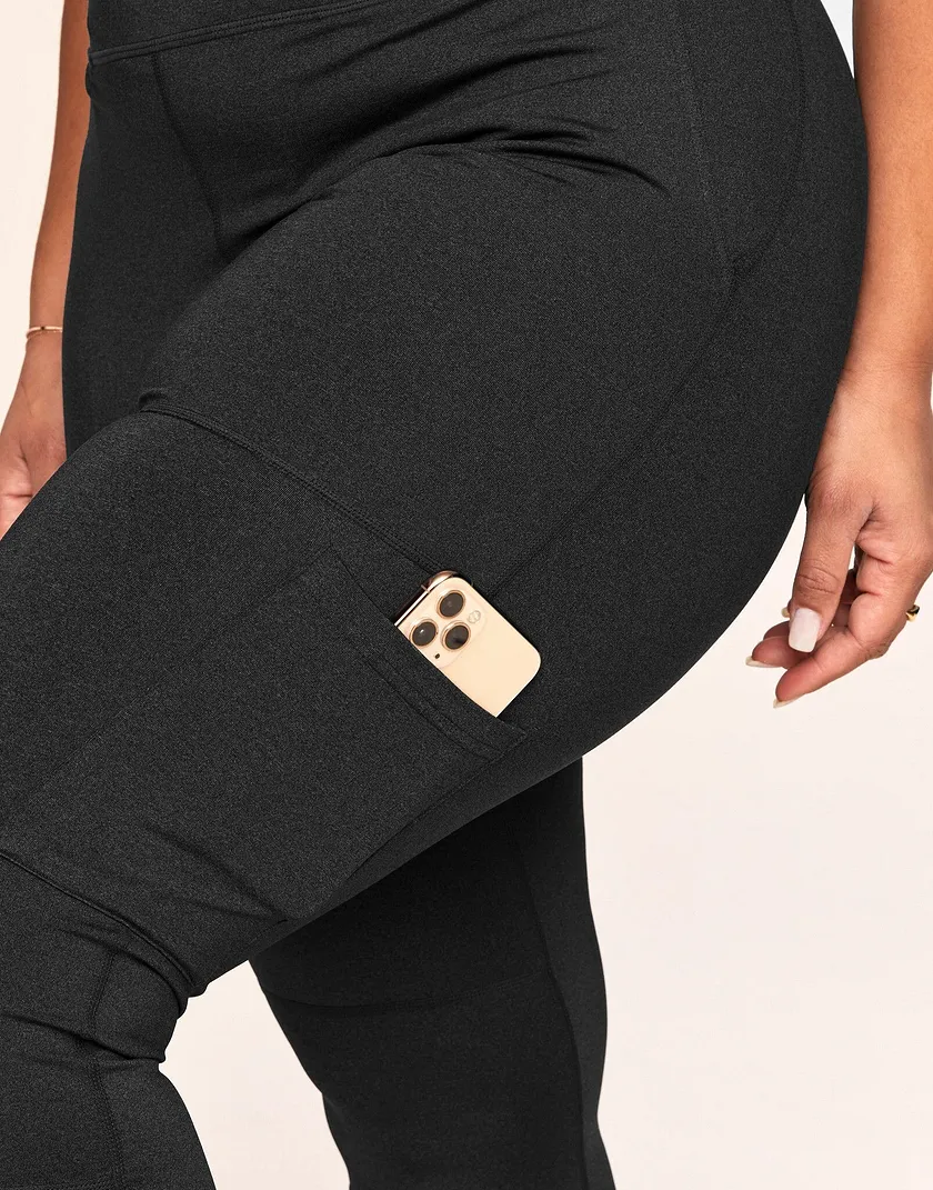 Haley Heathered Cargo Legging Black Plus activewear bundle Model 5