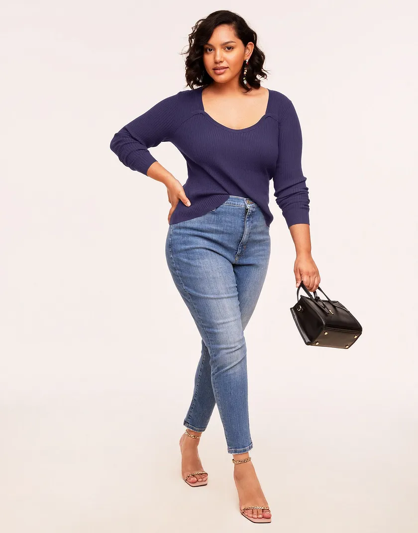 Juno Beach Sweater Plus Dark Blue Plus tops bundle Model 3
