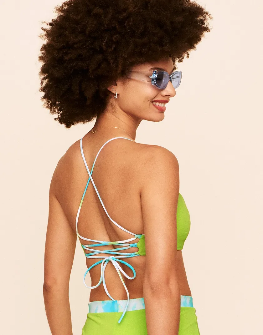 Azariah Reversible Triangle Top Tie Dye Green swimwear bundle Model 4