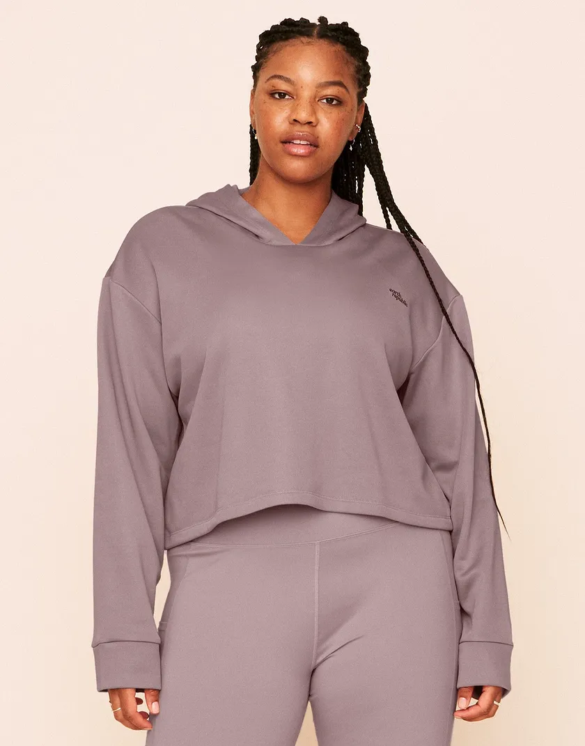 Myah Escape Luxe Hoodie Medium Beige Plus activewear bundle Model 2