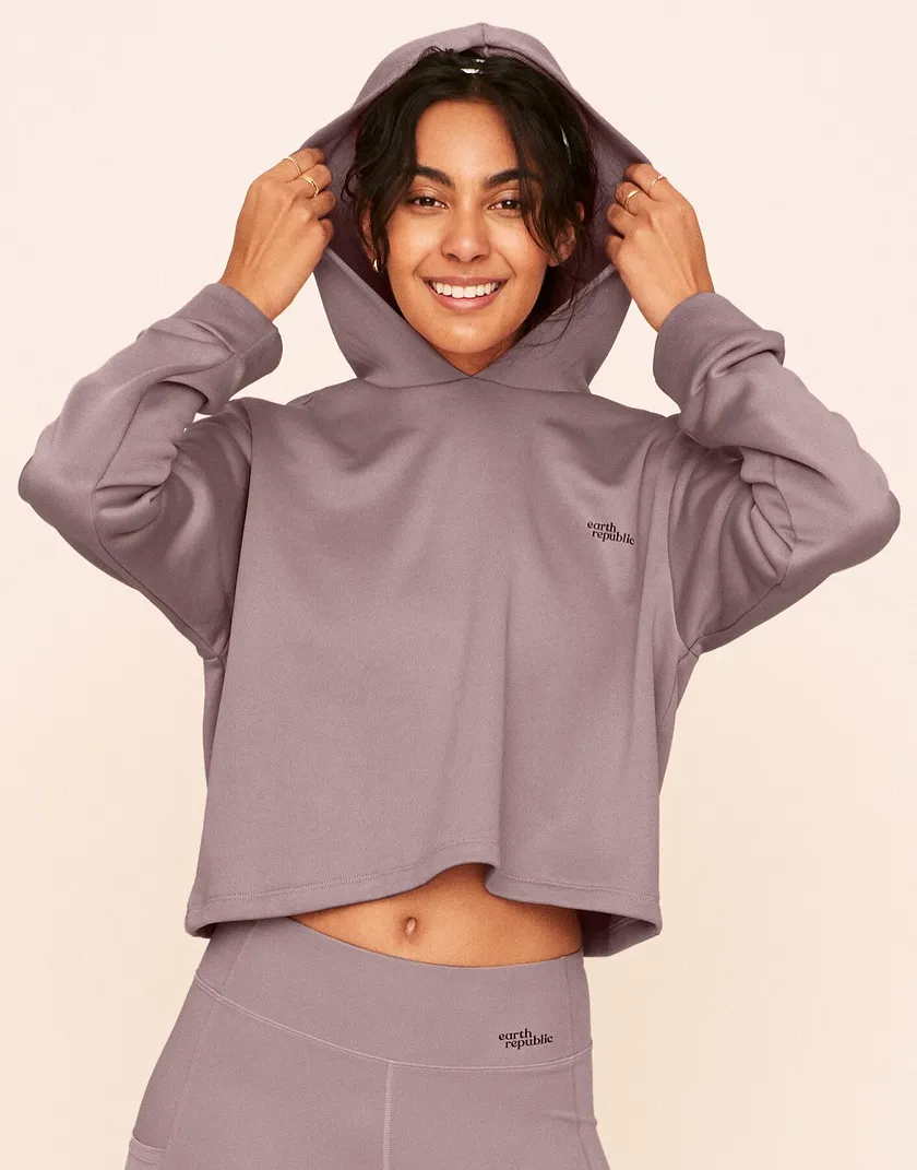 Myah Escape Luxe Hoodie Medium Beige activewear bundle Model 1