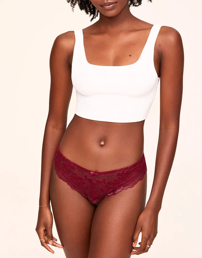 Olya Crotchless Dark Red panty bundle Model 4