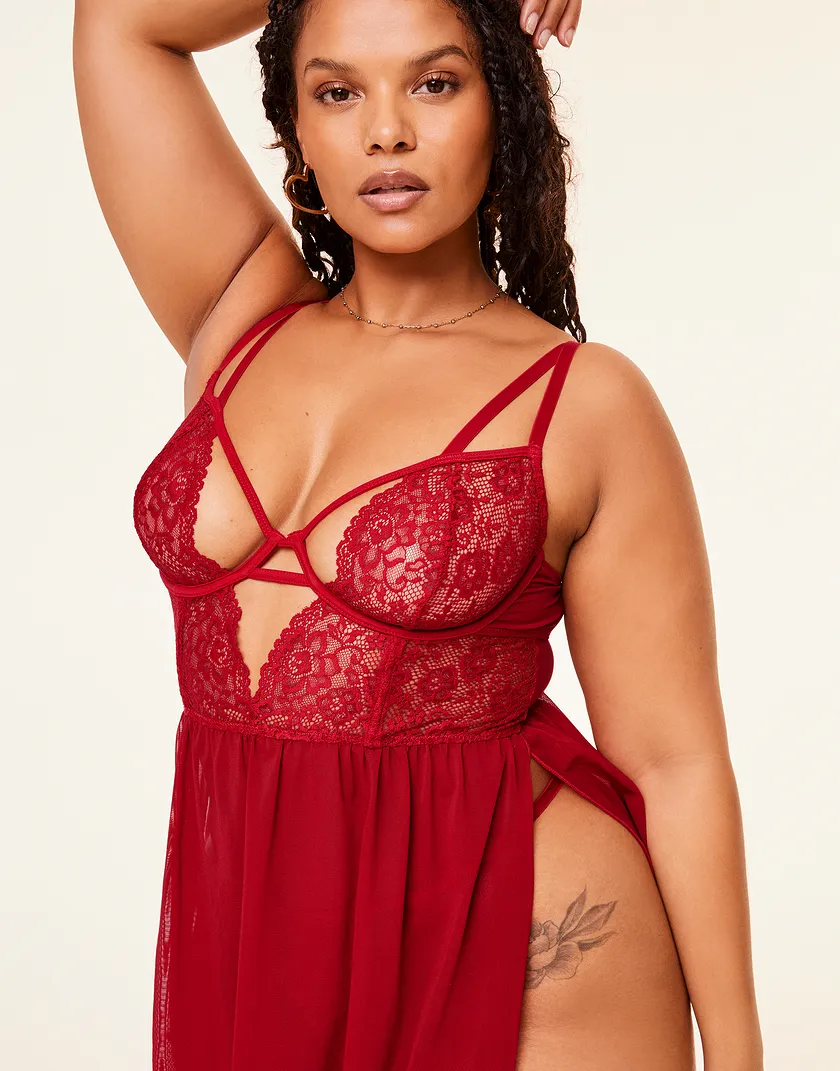 Rae Dark Red 2 Plus Unlined lingerie bundle Model 5