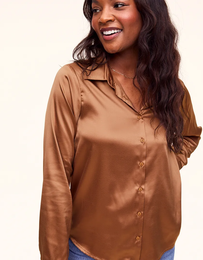 Camila Shirt Dark Brown shirts & blouses bundle Model 1