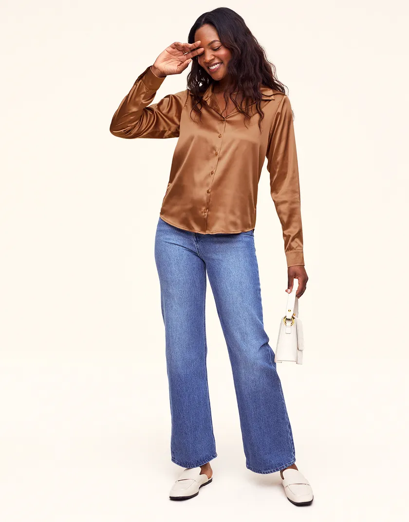 Camila Shirt Dark Brown shirts & blouses bundle Model 4