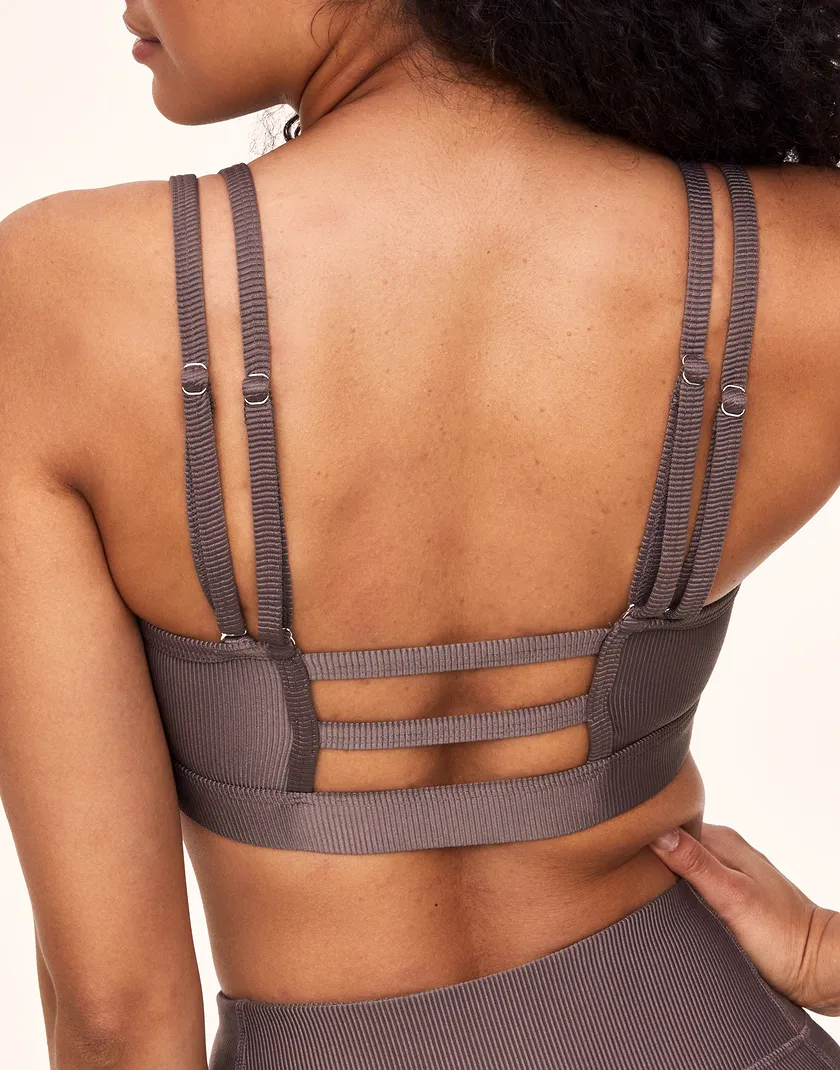 Remy Rib Bra Gray Lined activewear bundle Model 1