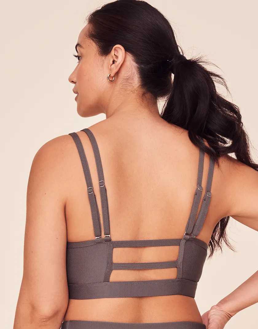 Remy Rib Bra Gray Plus Lined activewear bundle Model 2