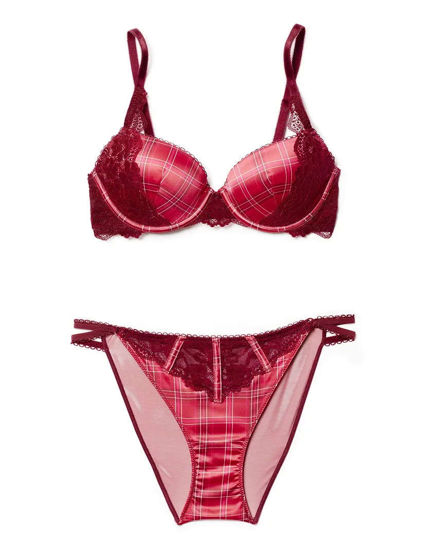 Rochelle Plaid Red 2 Push Up bra bundle Still 1
