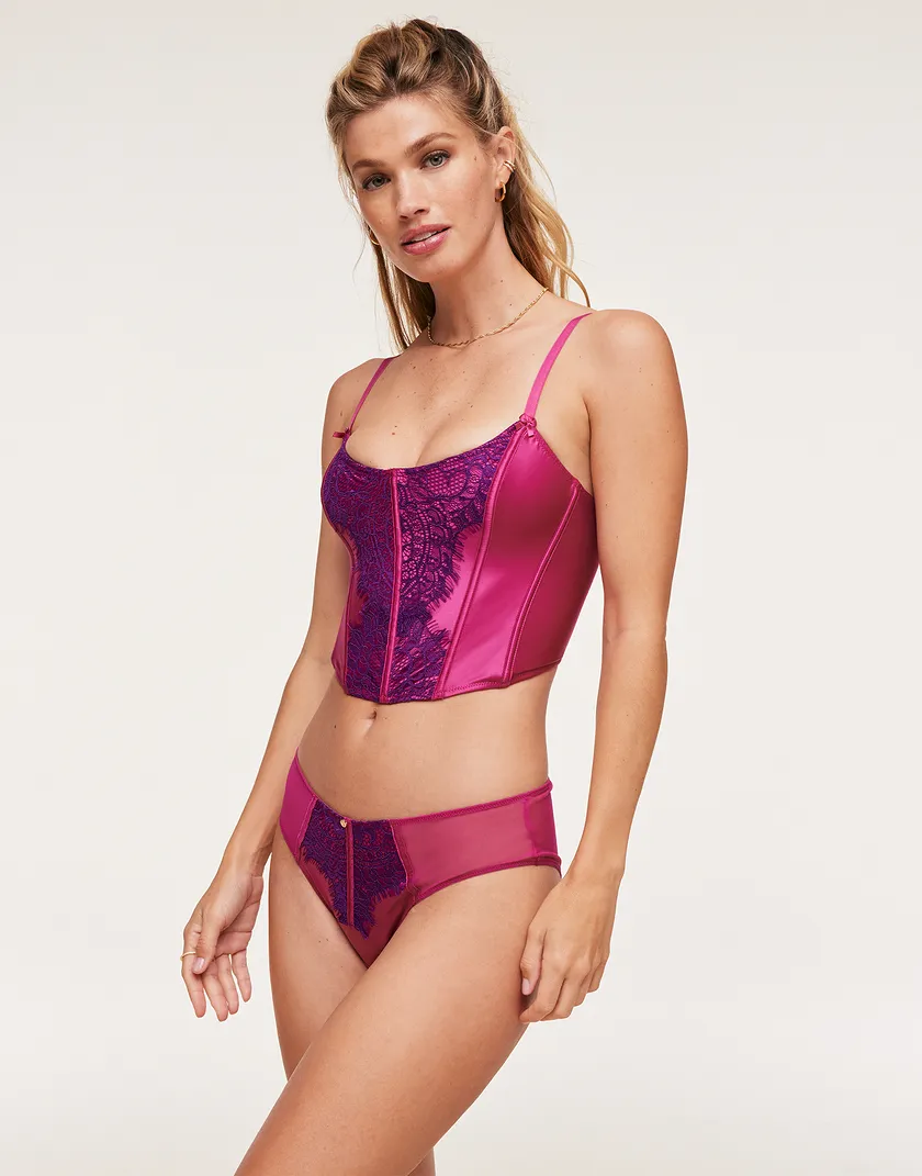 Genevieve Dark Pink Unlined corset bundle Model 1