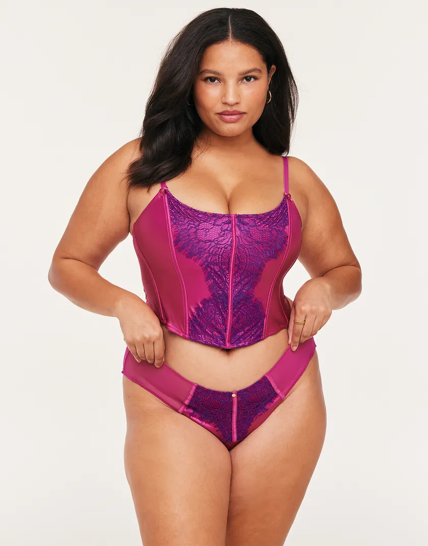 Genevieve Dark Pink Plus Unlined corset bundle Model 5