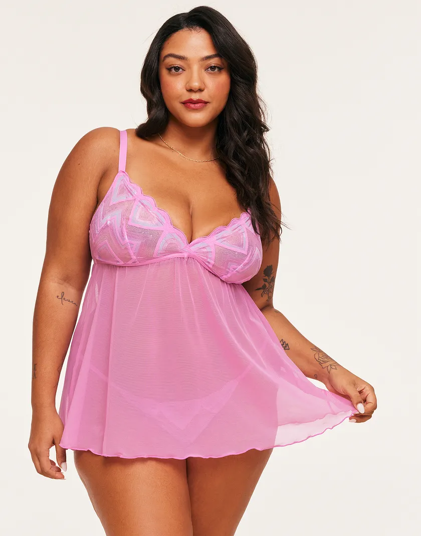 Amorata Heart Pink Plus Unlined lingerie bundle Model 2