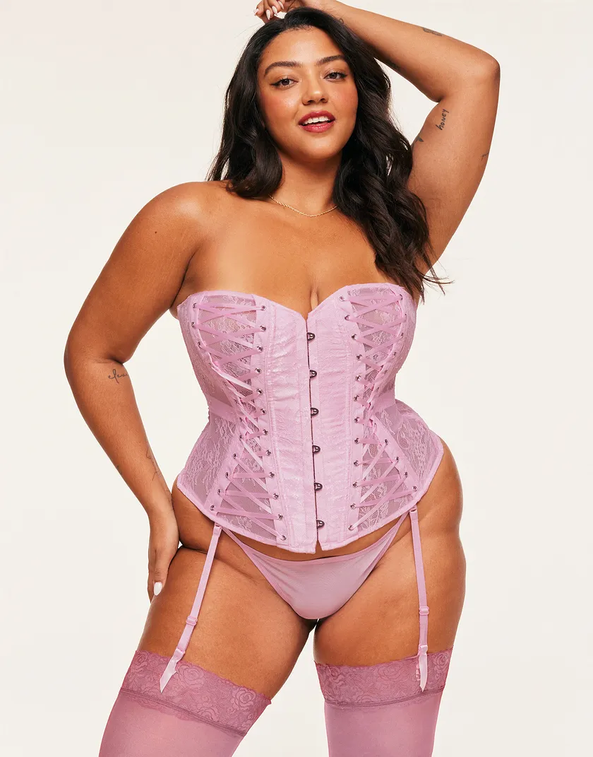 Nikita Medium Pink Plus Unlined corset bundle Model 2