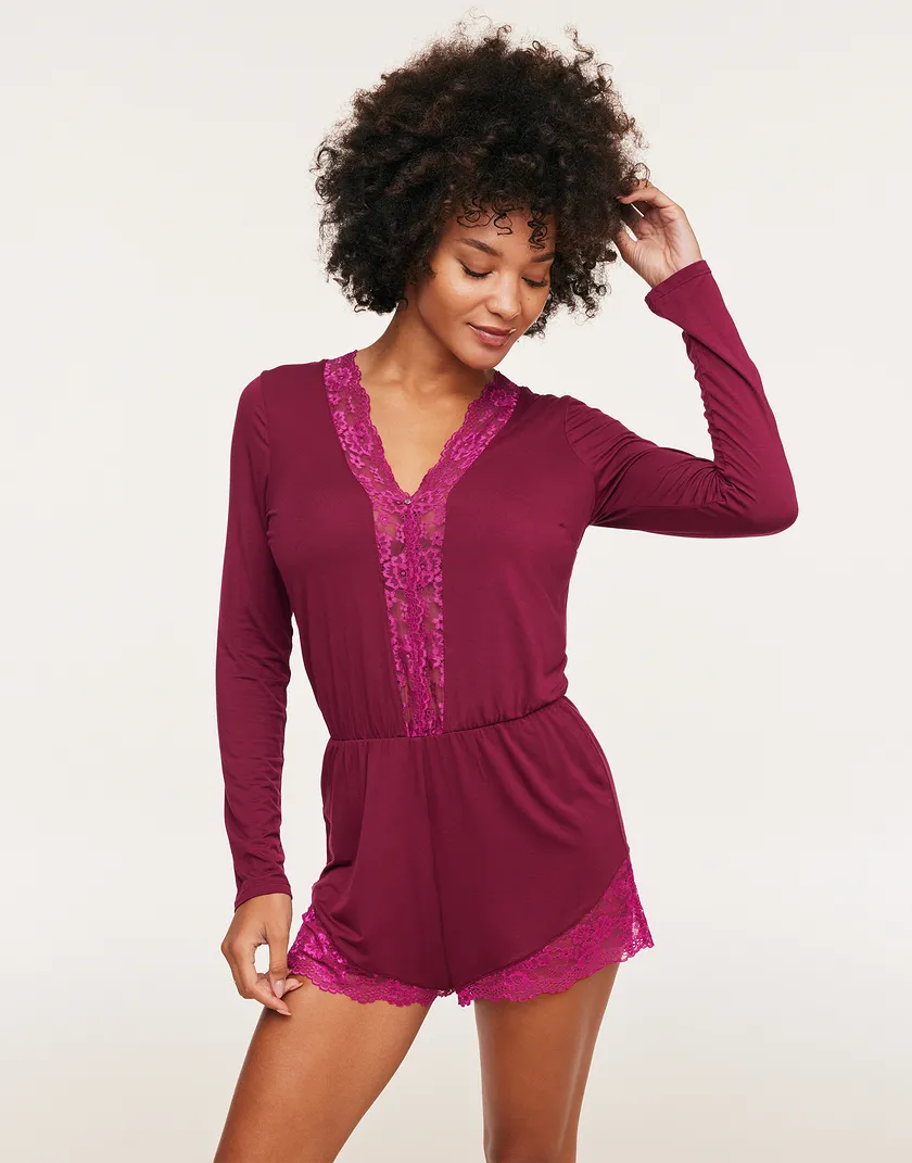 Charlotte Dark Red sleepwear bundle Model 2