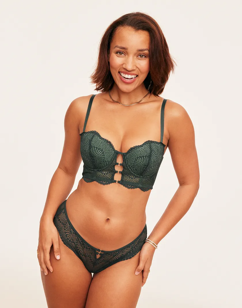 Margaritte Dark Green Push Up bra and panty bundle Model 2