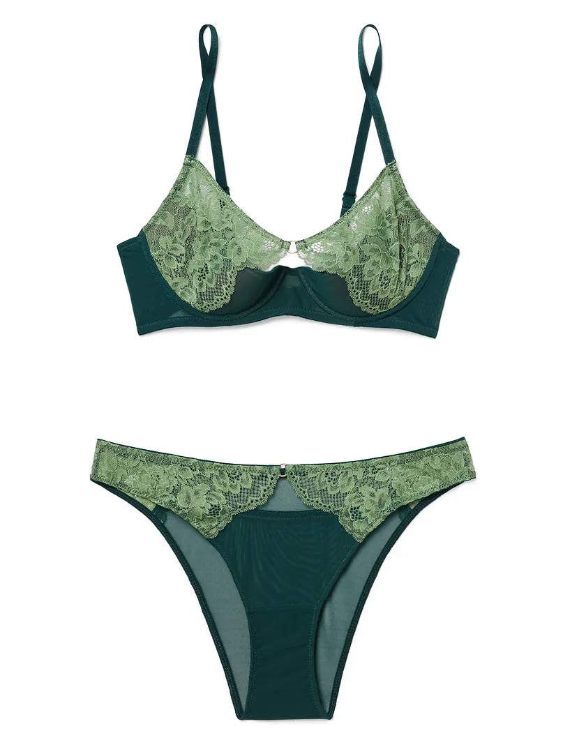 Abella Dark Green 2 Unlined bra bundle Still 1