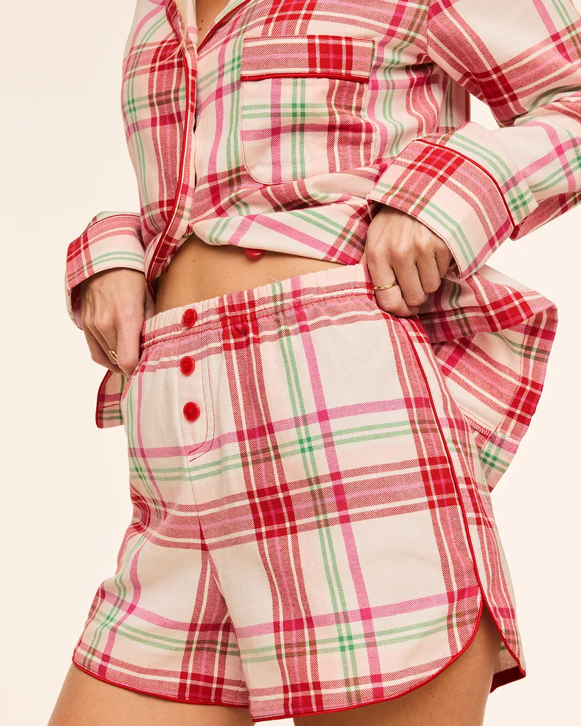 Cecelia Plaid Red 3 sleepwear bundle Model 4