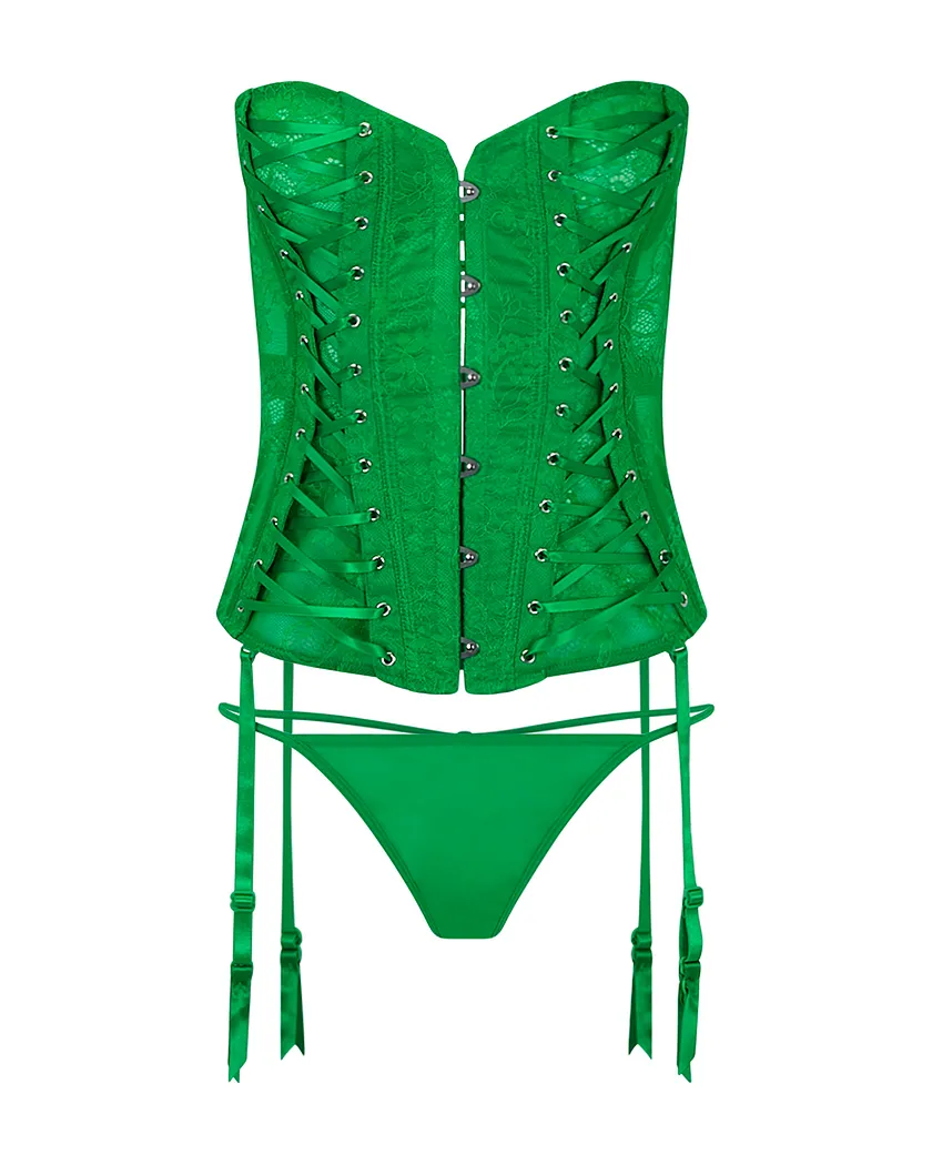 Nikita Dark Green Unlined corset bundle Still 3
