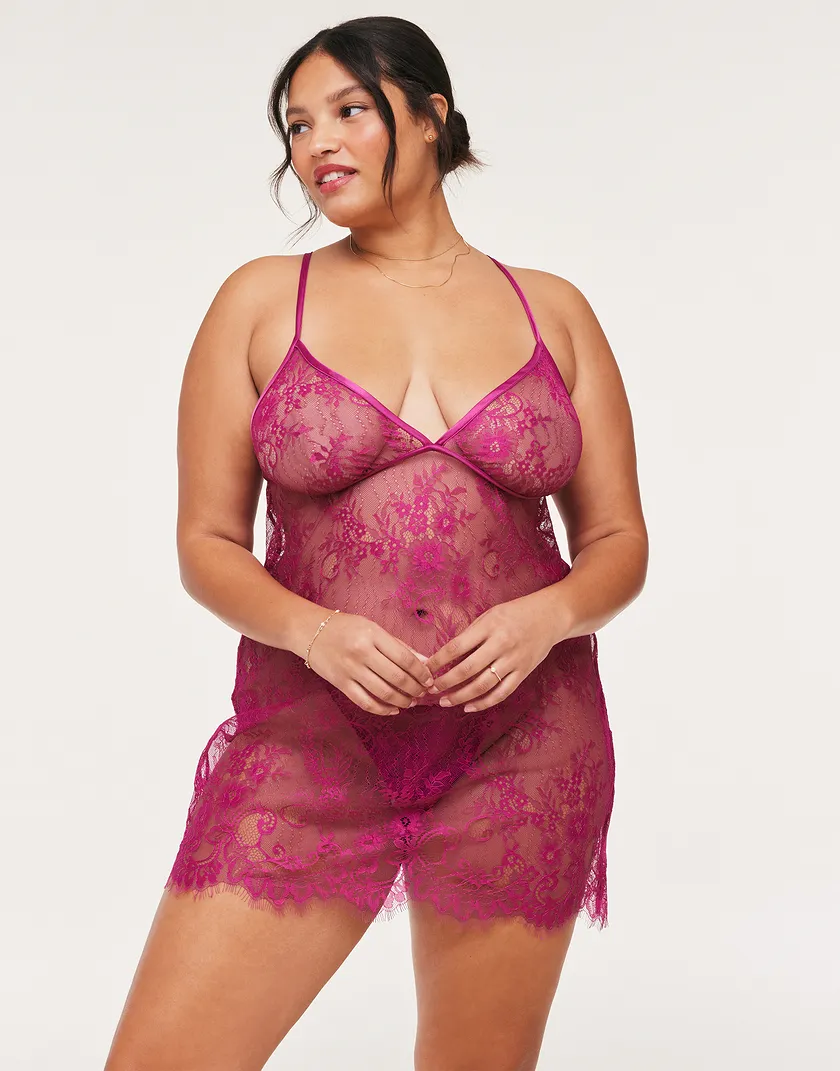 Addison Dark Pink Plus lingerie bundle Model 2