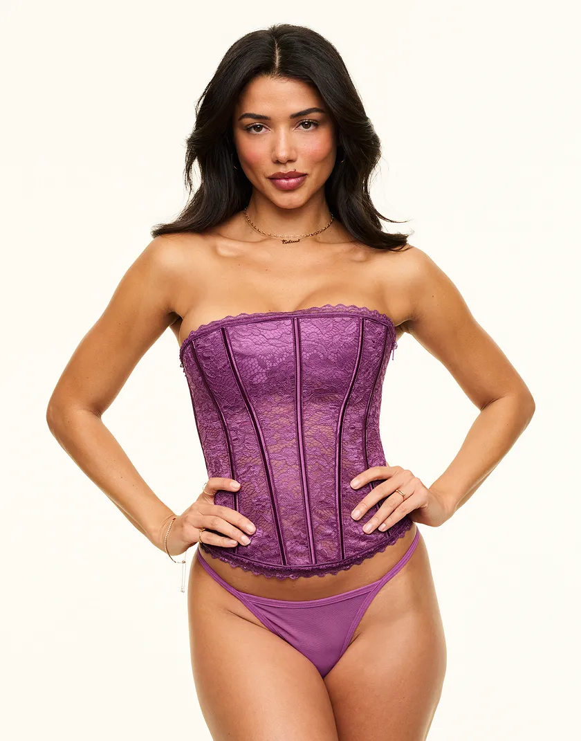 Hailey Dark Purple Unlined corset bundle Model 6